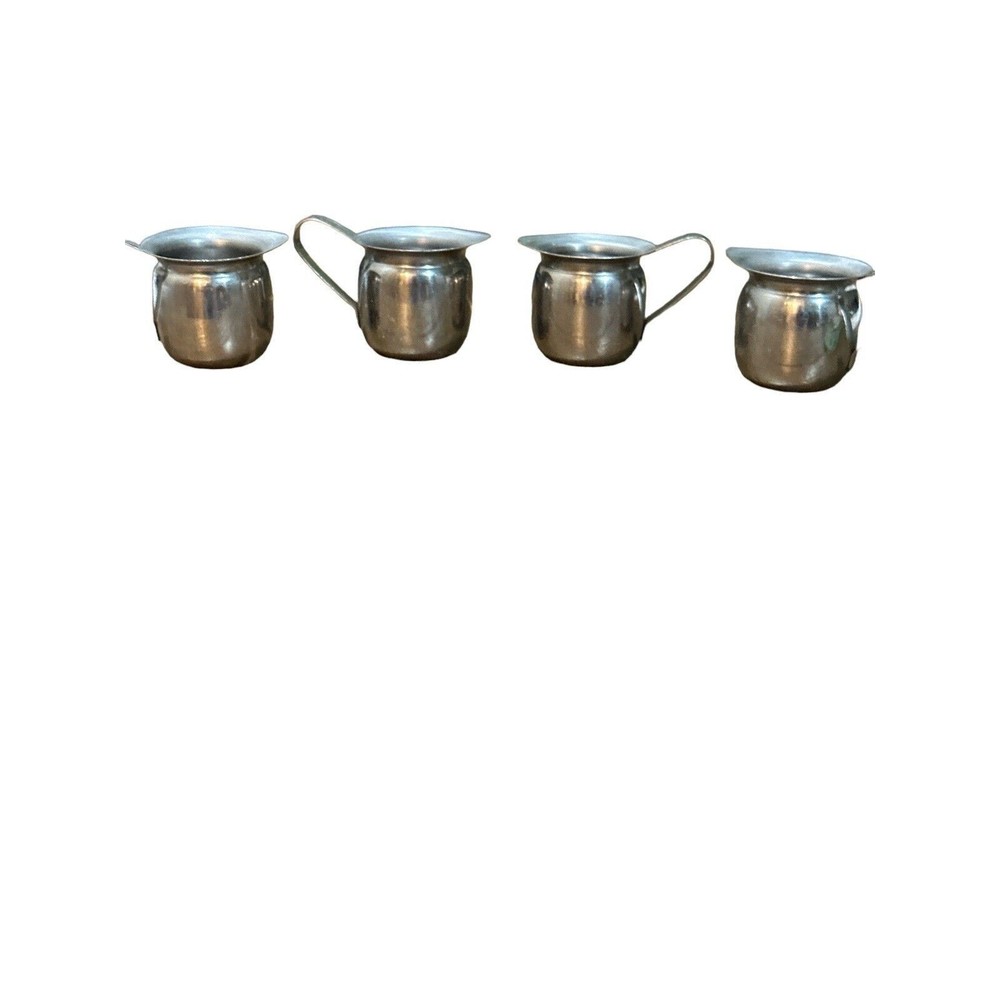 Set 4 Stainless Steel Bell Handled Mini Creamers 3 oz‎